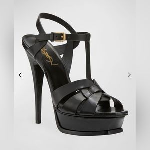 Saint Laurent Tribute Leather 105mm Platform Sandals